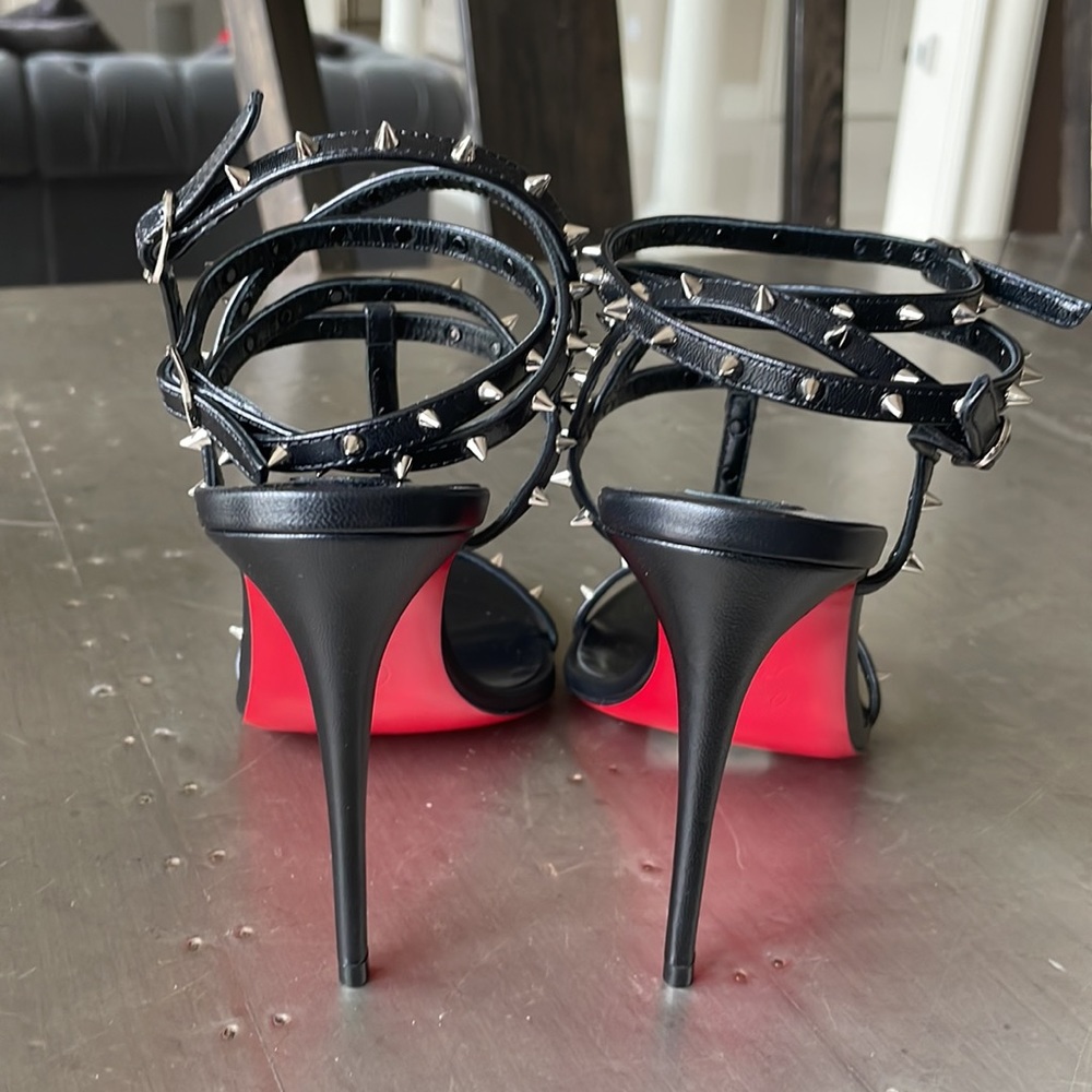 Christian louboutin bombina spike black stiletto sandal 100mm sz 37.5 - Picture 6 of 11